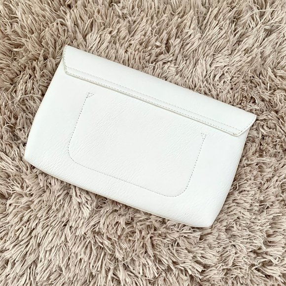 BP CLUTCH - FAUX LEATHER - WHITE - WOODEN HANDLE - Picture 2 of 10